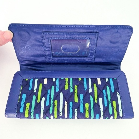 Vera Bradley Blue & Green Striped Katalina Showers Trifold Wallet - Picture 3 of 6